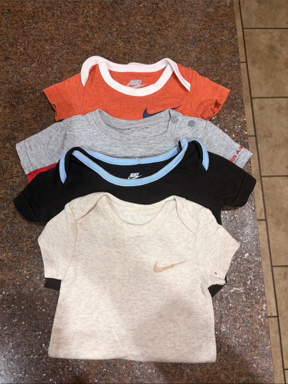 Nike Baby Onesie Bundle - Orange, Gray, Black, Cream